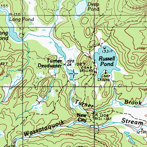 Topographic Map of Turner Deadwater, ME