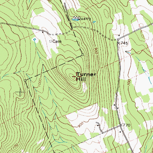 Topographic Map of Turner Hill, ME