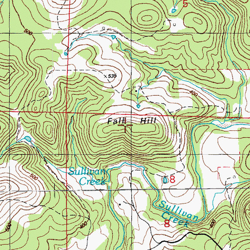 Topographic Map of Fall Hill, AR