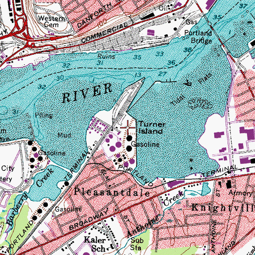 Topographic Map of Turner Island, ME