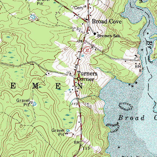 Topographic Map of Turners Corner, ME