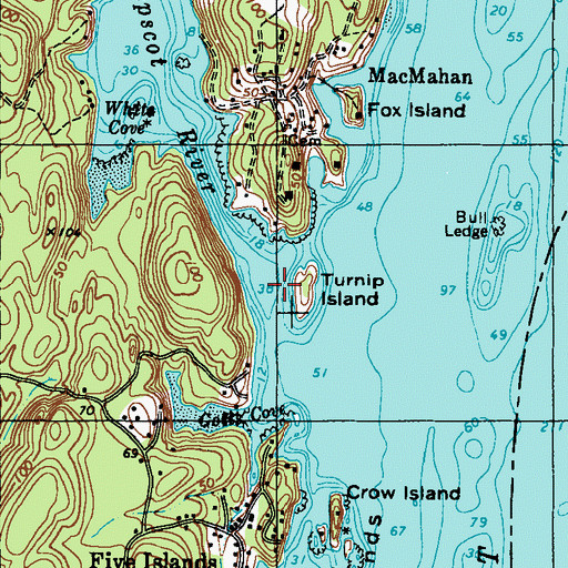 Topographic Map of Turnip Island, ME