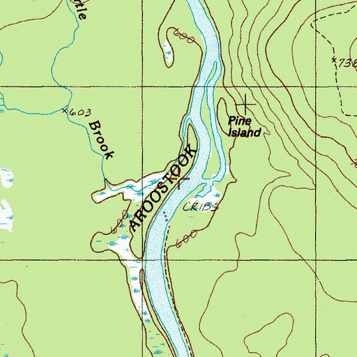 Topographic Map of Turtle Brook, ME