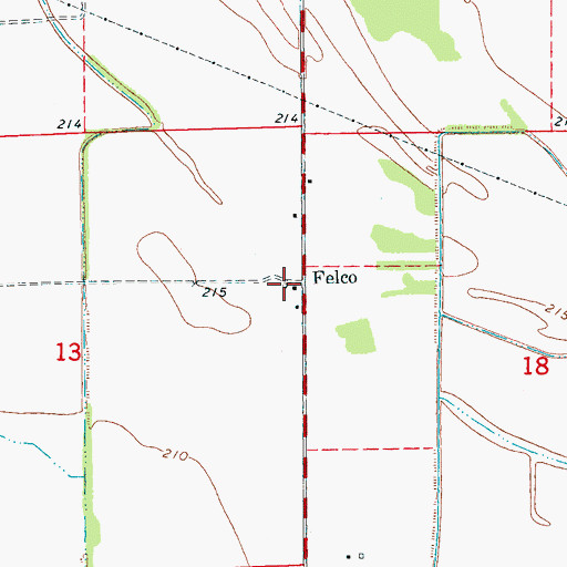 Topographic Map of Felco, AR