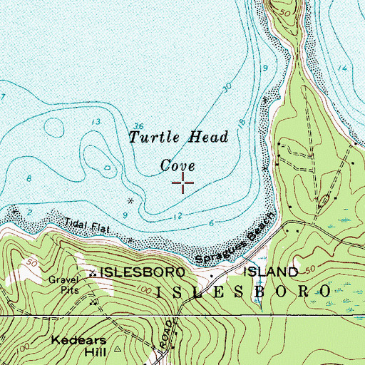 Topographic Map of Turtle Head Cove, ME