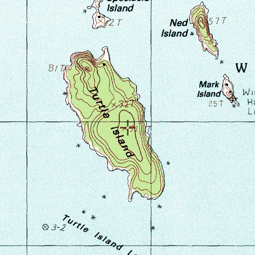 Topographic Map of Turtle Island, ME