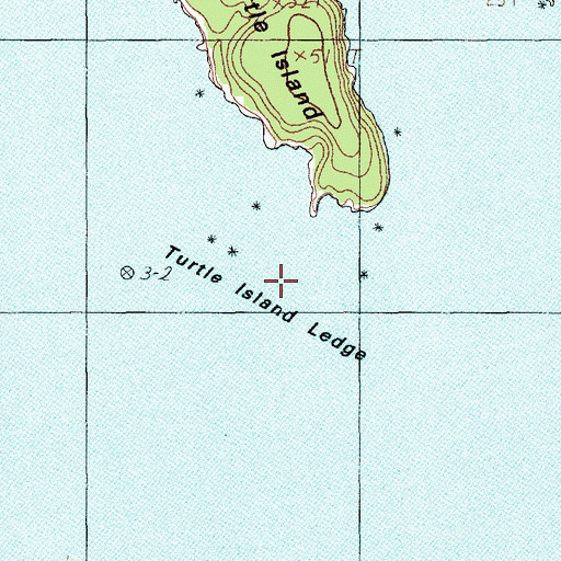 Topographic Map of Turtle Island Ledge, ME