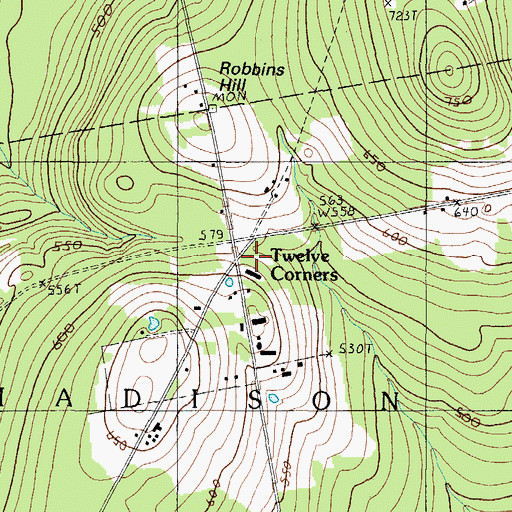 Topographic Map of Twelve Corners, ME