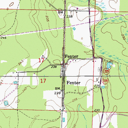 Topographic Map of Fenter, AR