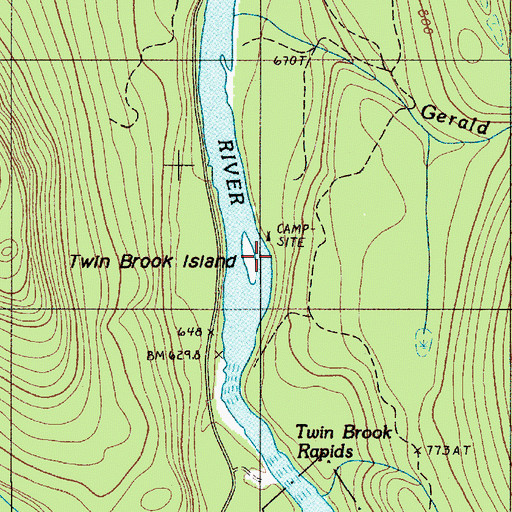 Topographic Map of Twin Brook, ME