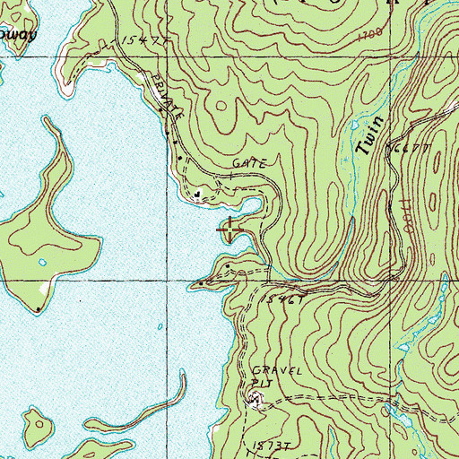 Topographic Map of Twin Brook, ME