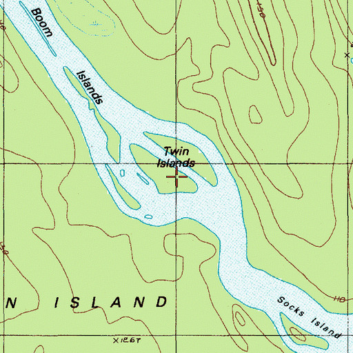 Topographic Map of Twin Islands, ME