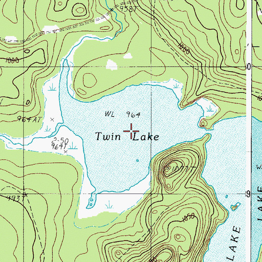 Topographic Map of Twin Lake, ME