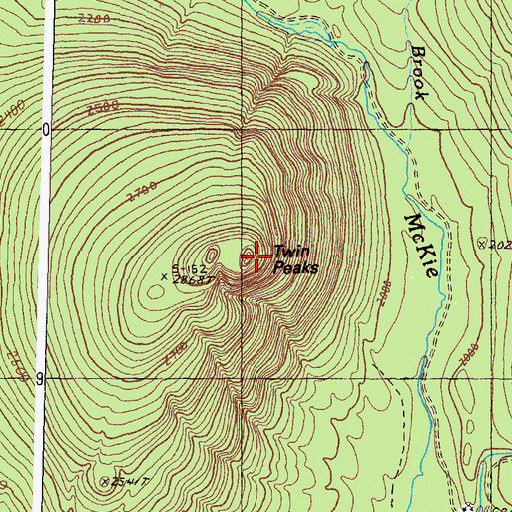 Topographic Map of Twin Peaks, ME