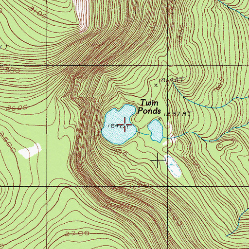 Topographic Map of Twin Ponds, ME
