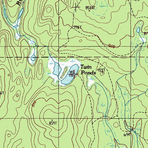 Topographic Map of Twin Ponds, ME