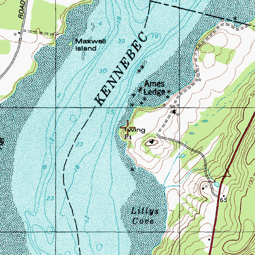 Topographic Map of Twing Point, ME