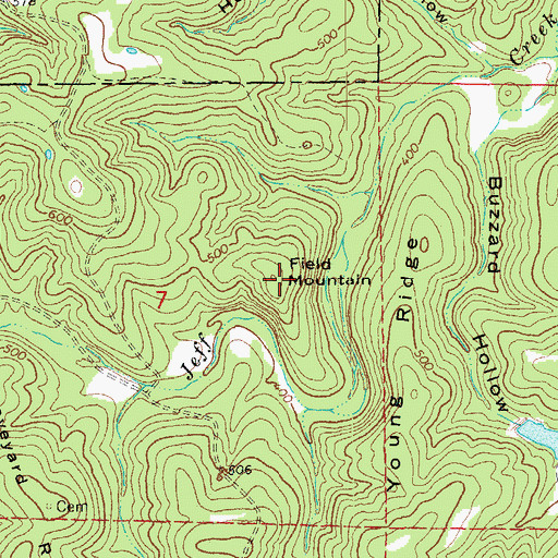 Topographic Map of Field Mountain, AR