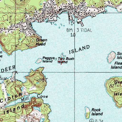 Topographic Map of Two Bush Island, ME