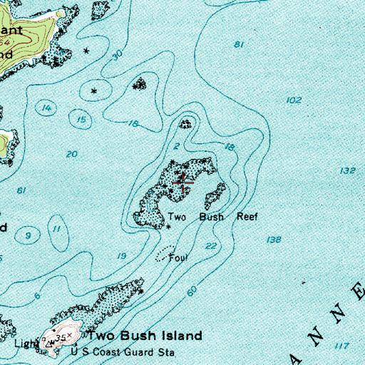 Topographic Map of Two Bush Reef, ME