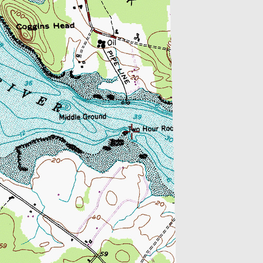 Topographic Map of Two Hour Rock, ME