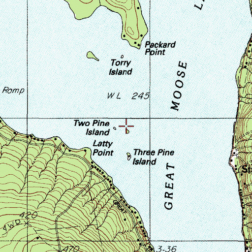 Topographic Map of Two Pine Island, ME