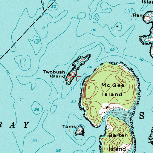Topographic Map of Twobush Island, ME