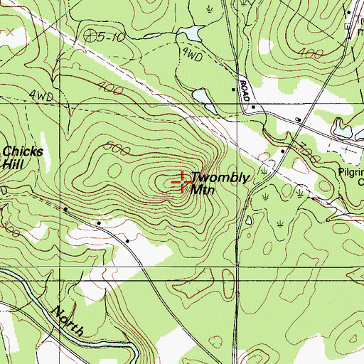 Topographic Map of Twombly Mountain, ME