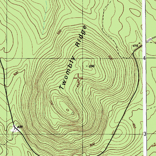 Topographic Map of Twombly Ridge, ME