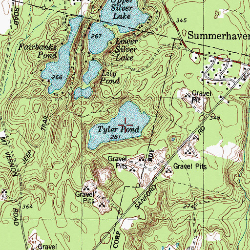 Topographic Map of Tyler Pond, ME