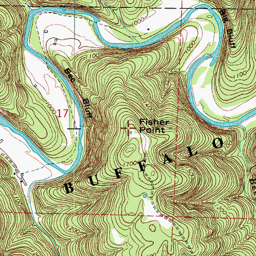 Topographic Map of Fisher Point, AR