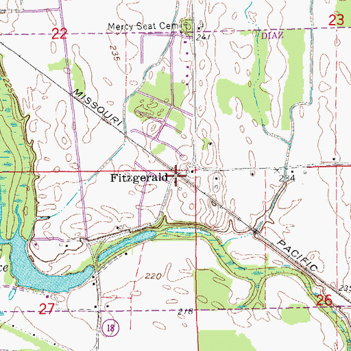 Topographic Map of Fitzgerald, AR