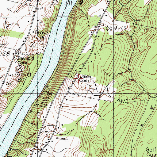 Topographic Map of Union Cemetery, ME