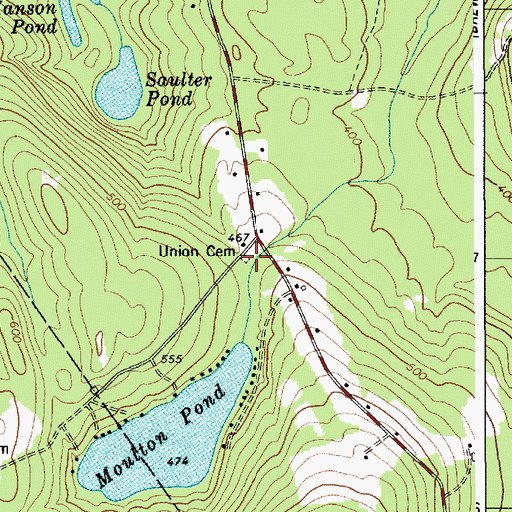 Topographic Map of Union Cemetery, ME