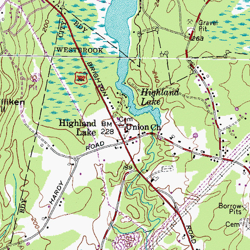 Topographic Map of Highland Lake Congregational Church, ME