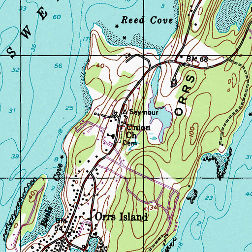 Topographic Map of Union Church, ME