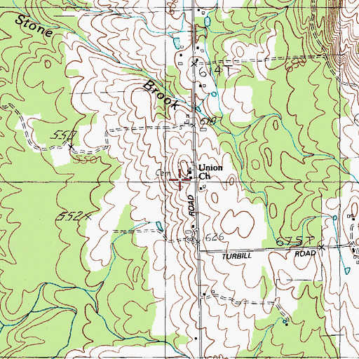 Topographic Map of Union Church, ME