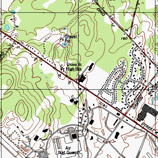 Topographic Map of Union Street Junior High School, ME
