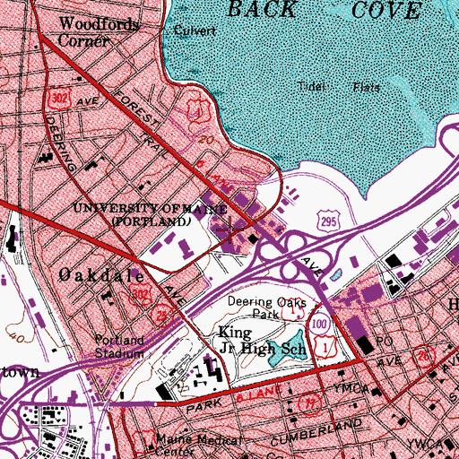 Topographic Map of University of Southern Maine at Portland, ME