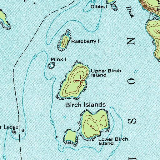 Topographic Map of Upper Birch Island, ME