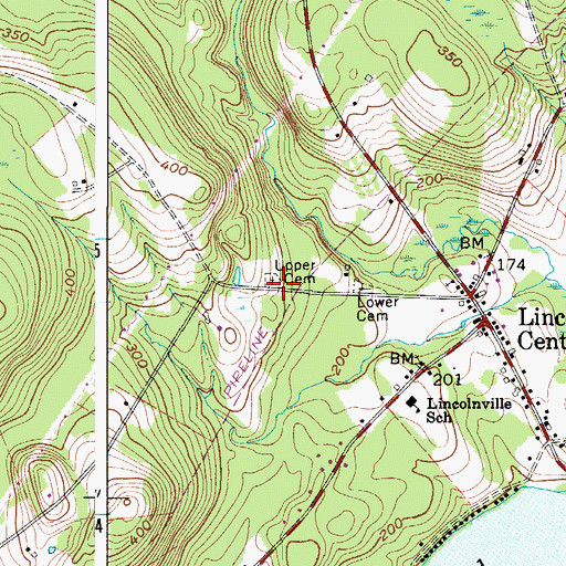 Topographic Map of Upper Cemetery, ME