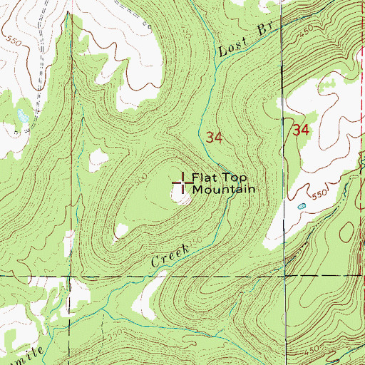 Topographic Map of Flat Top Mountain, AR