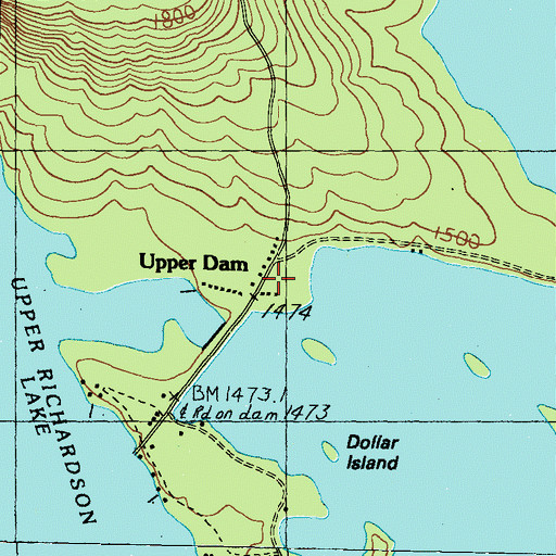 Topographic Map of Upper Dam, ME