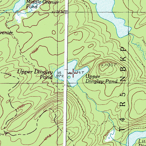 Topographic Map of Upper Dingley Pond, ME
