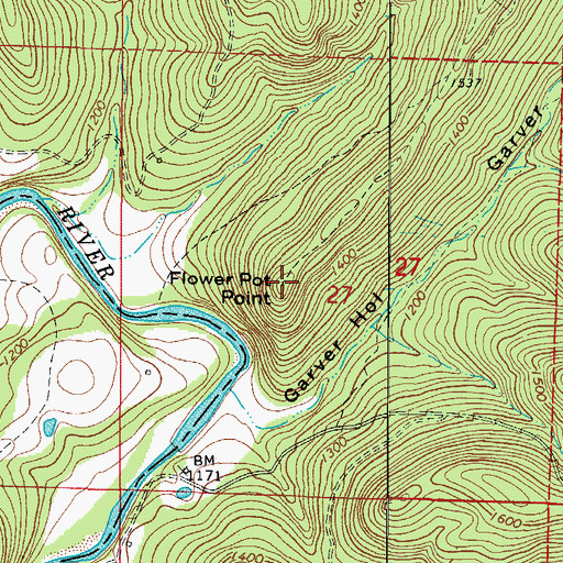 Topographic Map of Flower Pot Point, AR
