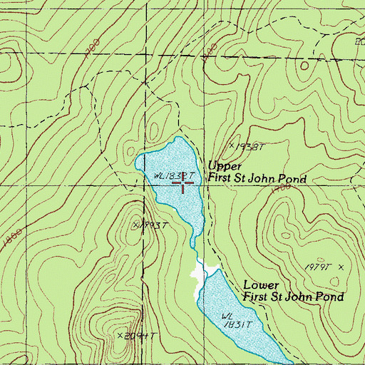 Topographic Map of Upper First Saint John Pond, ME