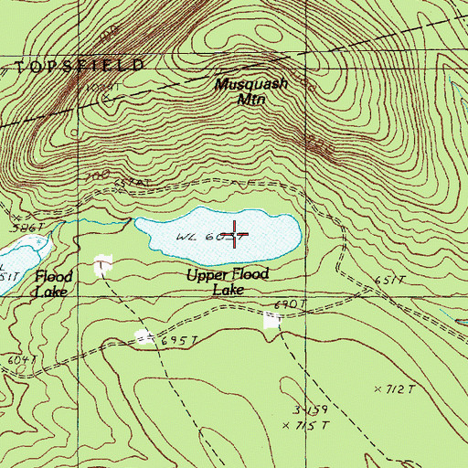 Topographic Map of Upper Flood Lake, ME