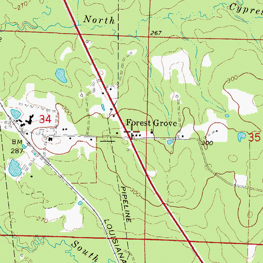 Topographic Map of Forest Grove, AR