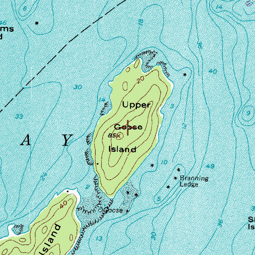 Topographic Map of Upper Goose Island, ME