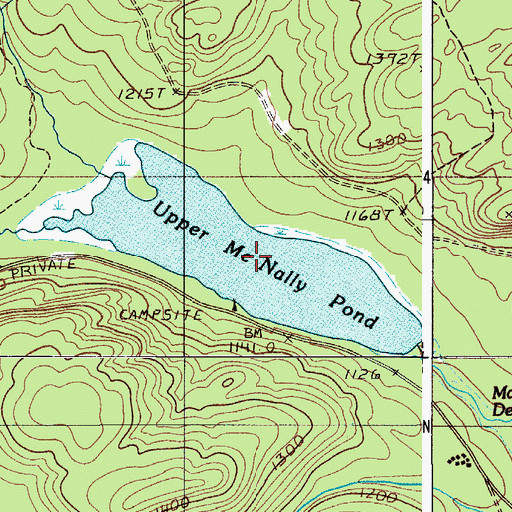 Topographic Map of Upper McNally Pond, ME